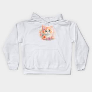 Floral Fantasy Feline: Ragamuffin's Delightful Journey Kids Hoodie